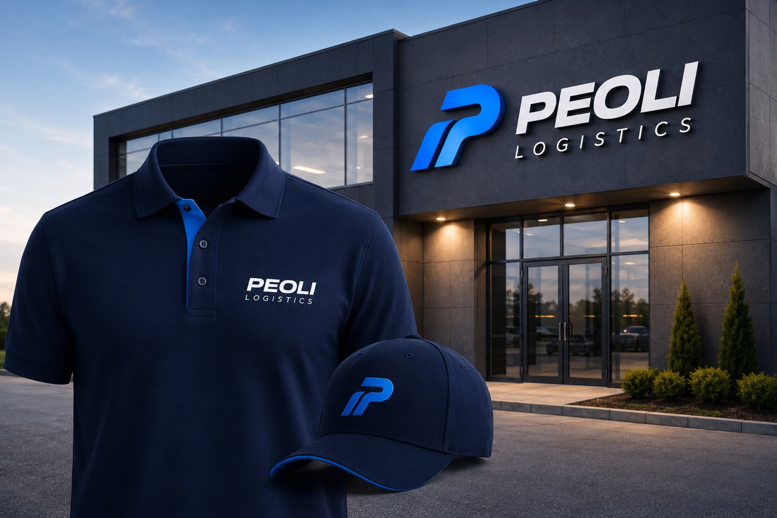 Fachada e identidade visual da PEOLI Logistics